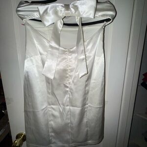 Elegant White Satin Dress